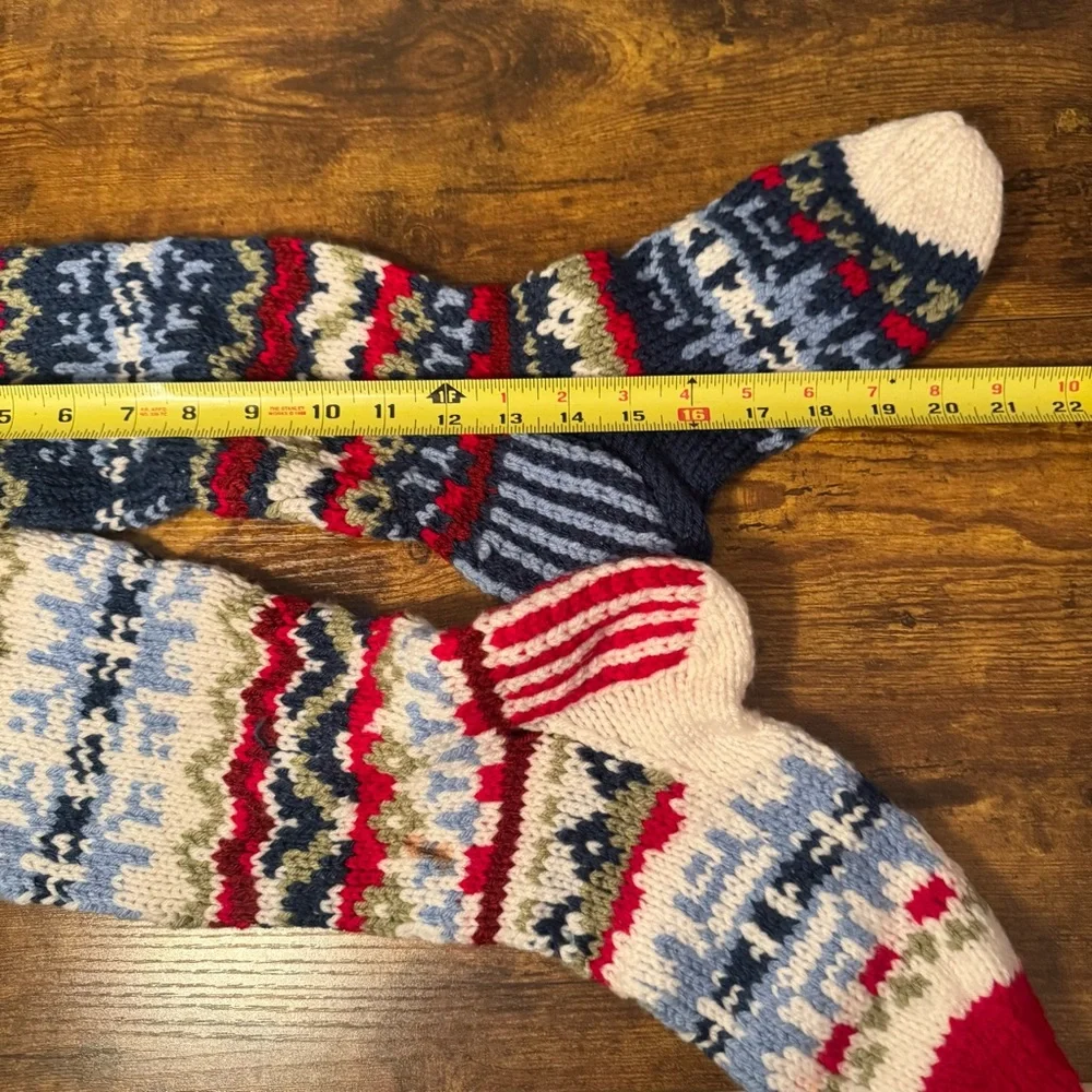 Handmade Knit Christmas Stockings Nordic Fair Isle Set‎ Of 2